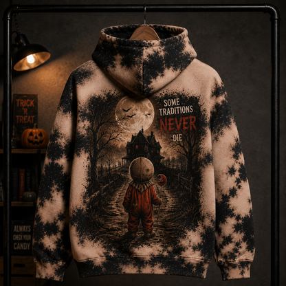 Trick 'r Treat Sam Halloween Hoodie – Horror Movie All Over Print Hoodie, Sam Pumpkin Mask Gothic Sweatshirt, Spooky Halloween Gift