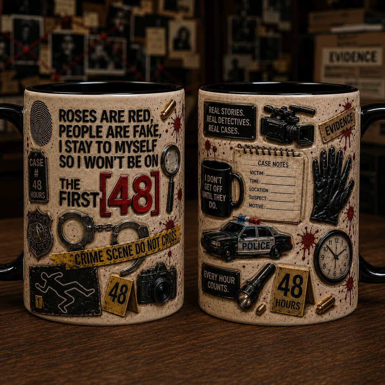 The First 48 True Crime Coffee Mug – Detective TV Show Inspired Ceramic Mug | Crime Scene Gift for True Crime Fans