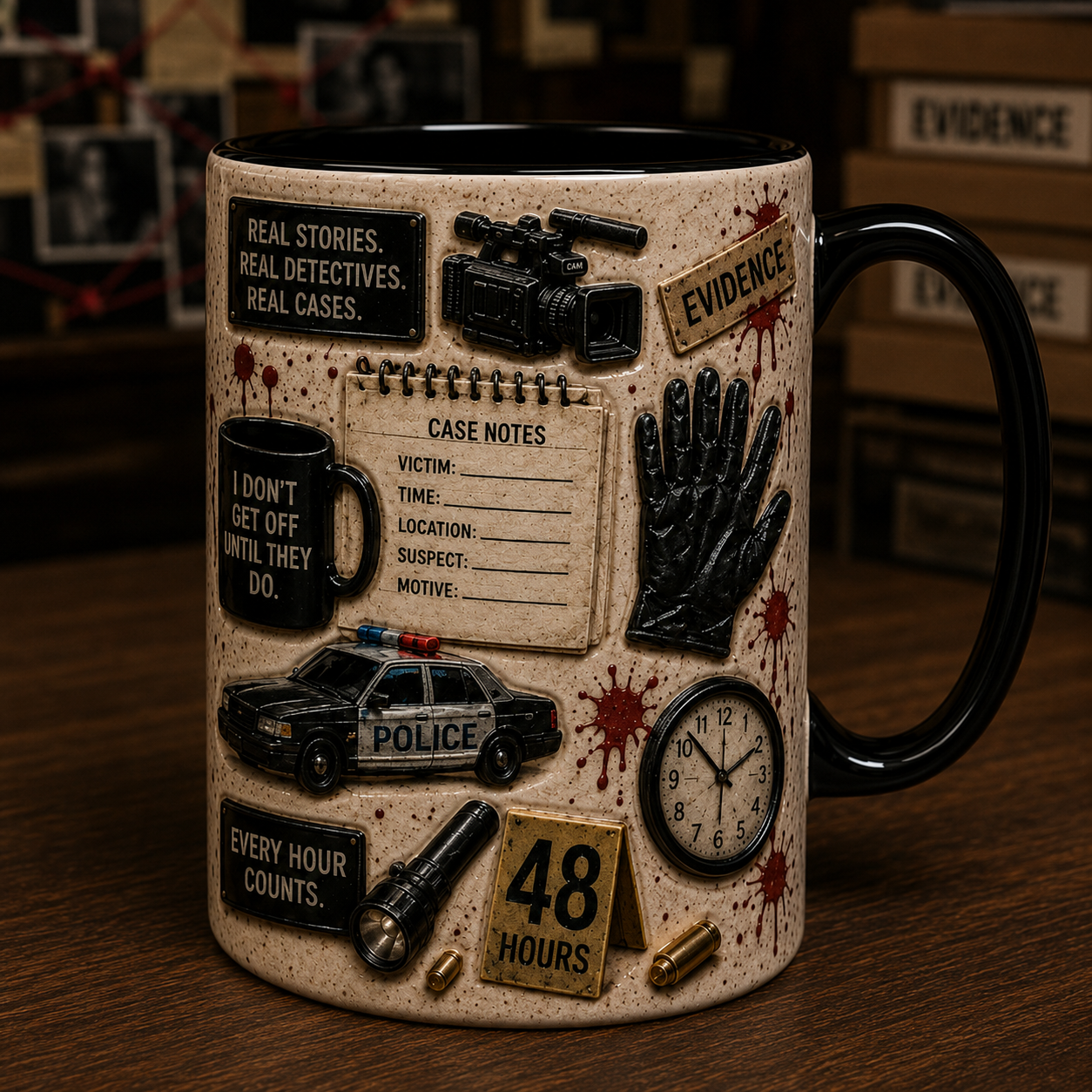 The First 48 True Crime Coffee Mug – Detective TV Show Inspired Ceramic Mug | Crime Scene Gift for True Crime Fans