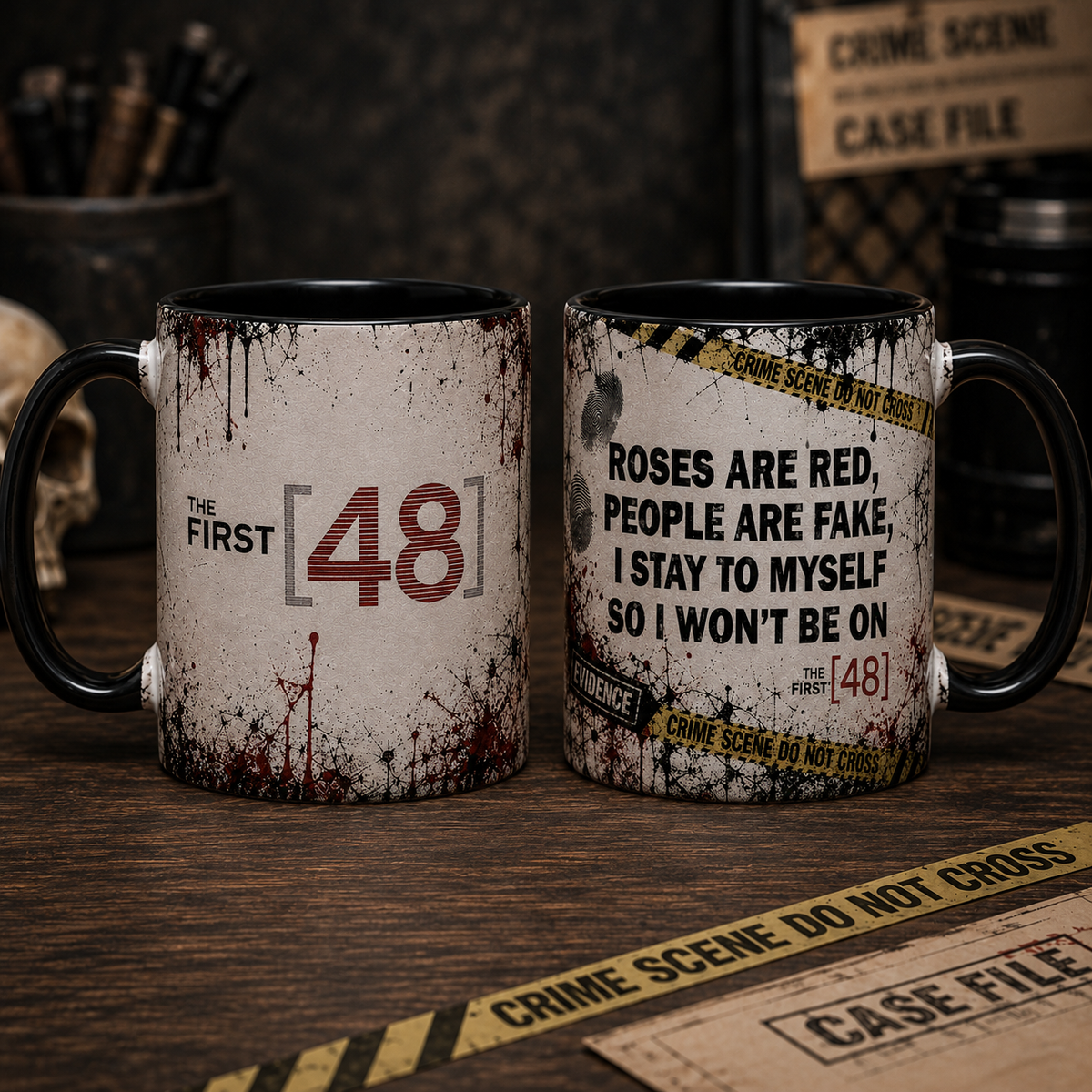 The First 48 True Crime Coffee Mug – Crime Scene Detective Ceramic Mug | Funny True Crime Fan Gift for Crime Documentary Lovers