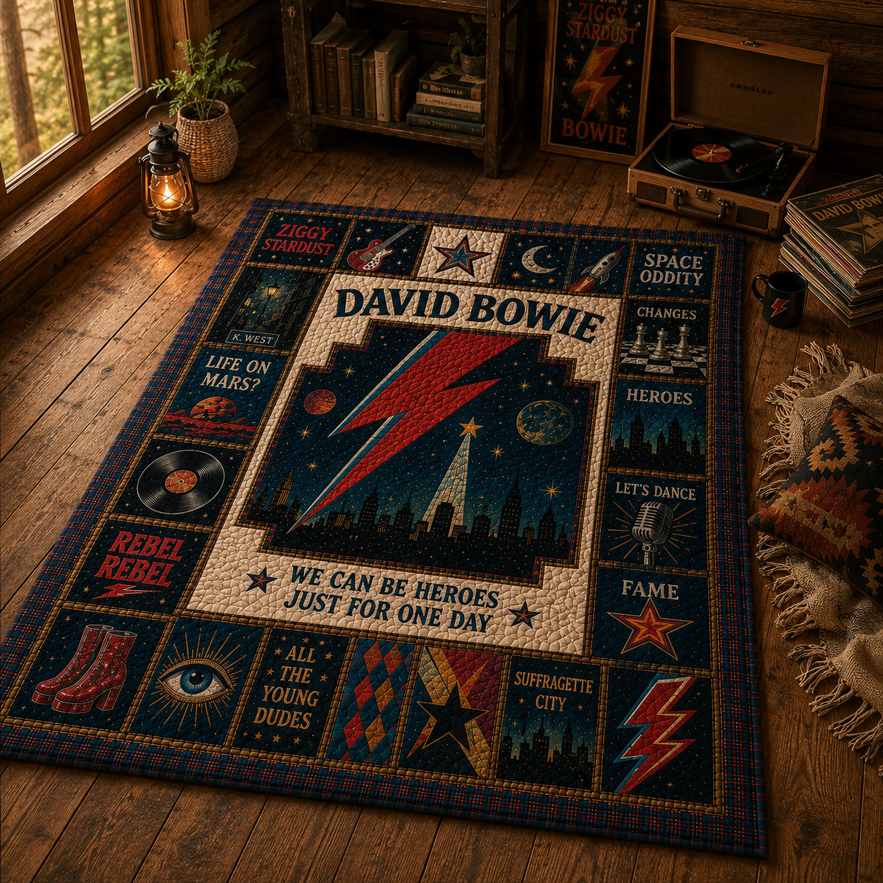David Bowie Quilt Blanket – Iconic Symbol Starman Inspired High Quality Quilt Blanket