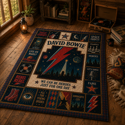 David Bowie Quilt Blanket – Iconic Symbol Starman Inspired High Quality Quilt Blanket