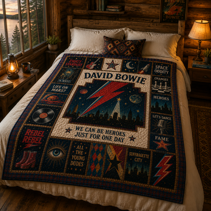 David Bowie Quilt Blanket – Iconic Symbol Starman Inspired High Quality Quilt Blanket