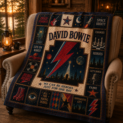 David Bowie Quilt Blanket – Iconic Symbol Starman Inspired High Quality Quilt Blanket