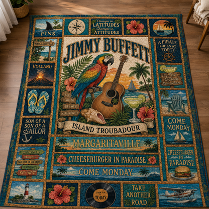Jimmy Buffett Quilt Blanket – Iconic Symbol Nostalgic High Quality Blanket
