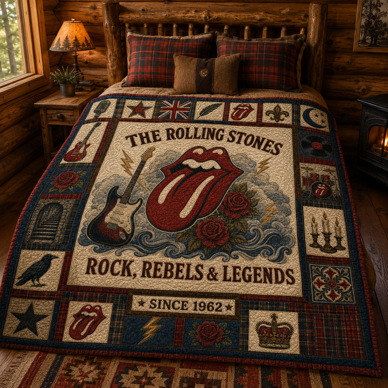 The Rolling Stones Quilt Blanket – Iconic Symbol Nostalgic High Quality Blanket
