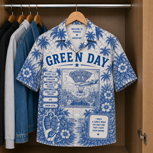 Green Day Luxury Design Hawaiian Shirt - Tropical Blue Inpsired Hawaiian