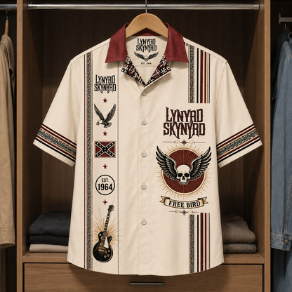 Lynyrd Skynyrd Luxury Design Hawaiian Shirt - Mexican Inpsired Hawaiian Shirt White Version