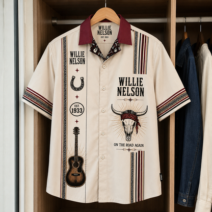 Willie Nelson Luxury Design Hawaiian Shirt - Mexican Inpsired Hawaiian Shirt White Version