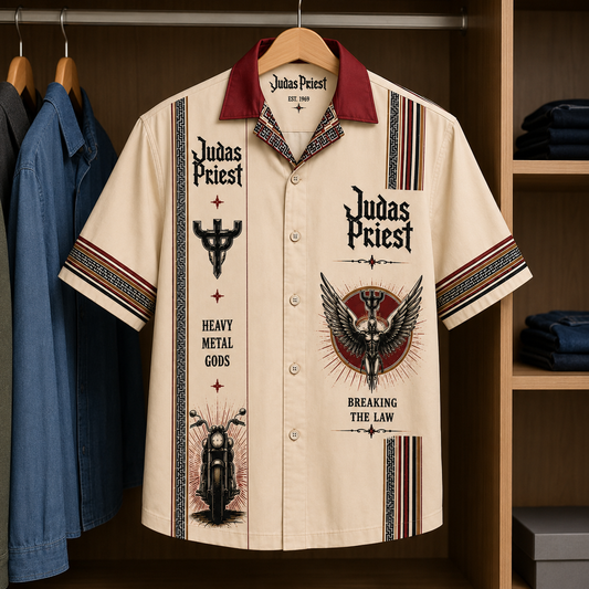 Judas Priest Luxury Design Hawaiian Shirt - Mexican Inpsired Hawaiian Shirt White Version