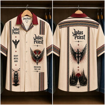 Judas Priest Luxury Design Hawaiian Shirt - Mexican Inpsired Hawaiian Shirt White Version