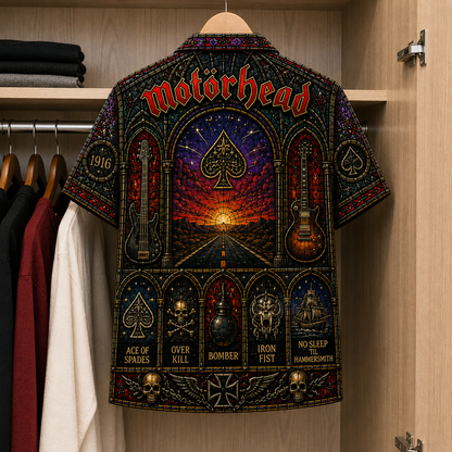 MotorHead Inspired Stained Glass Hawaiian Shirt - Unisex Button Up