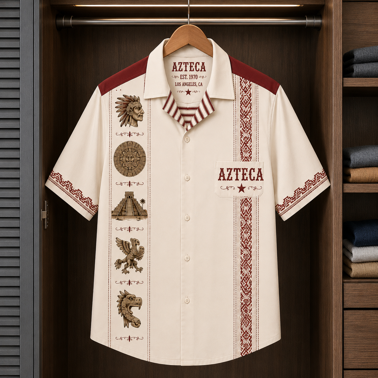 Azteca Luxury Hawaiian Shirt - Mexican Inspired Hawaiian Shirt White Version