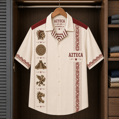 Azteca Luxury Hawaiian Shirt - Mexican Inspired Hawaiian Shirt White Version