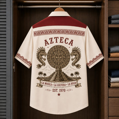 Azteca Luxury Hawaiian Shirt - Mexican Inspired Hawaiian Shirt White Version
