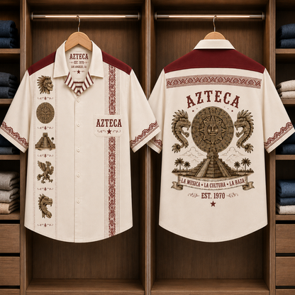 Azteca Luxury Hawaiian Shirt - Mexican Inspired Hawaiian Shirt White Version