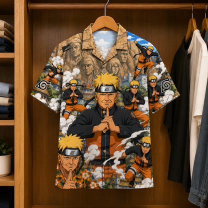 Naruto Funny Hawaiian Shirt - Unisex  Button Up Mocking Shirt
