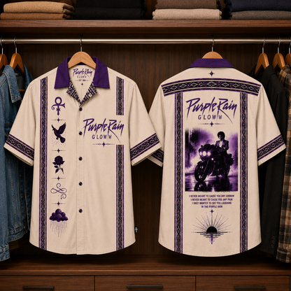 Purple Rain Luxury Hawaiian Shirt - Mexican Inspired Hawaiian Shirt White Version