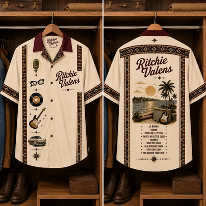 Ritchie Valens Luxury Hawaiian Shirt - Mexican Inspired Hawaiian Shirt White Version