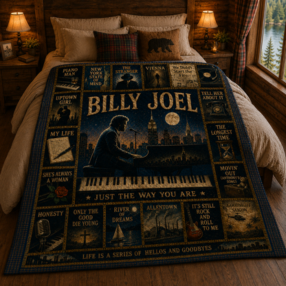 Billy Joel  Quilt Blanket – Iconic Symbols Tribute To The Piano Man