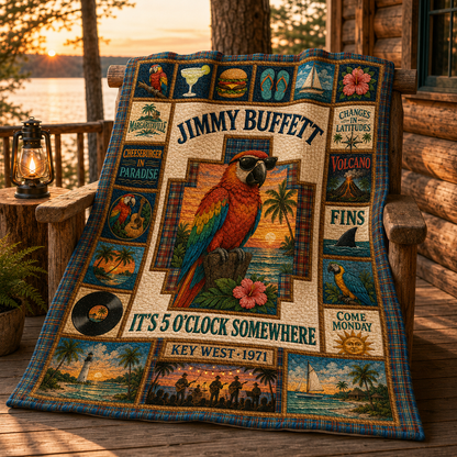 Jimmy Buffett Quilt Blanket – Parrot Inspired High Quality Quilt Blanket
