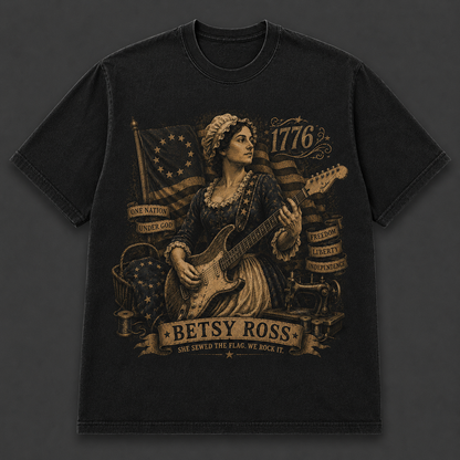Betsy Ross Rocks America Vintage Tee - 4th of July Inpired Tee