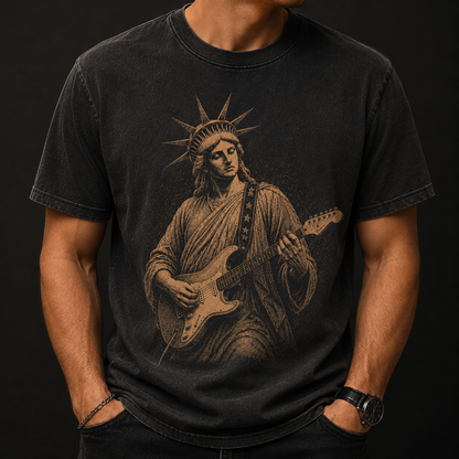 Lady Liberty Rocks Vintage Tee- 4th of July Inpired Tee