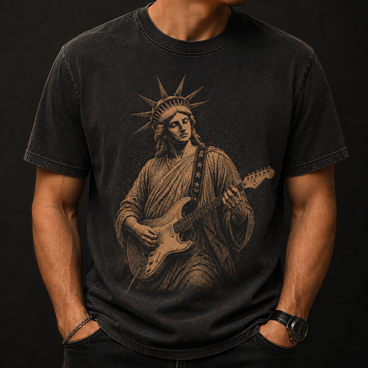 Lady Liberty Rocks Vintage Tee- 4th of July Inpired Tee
