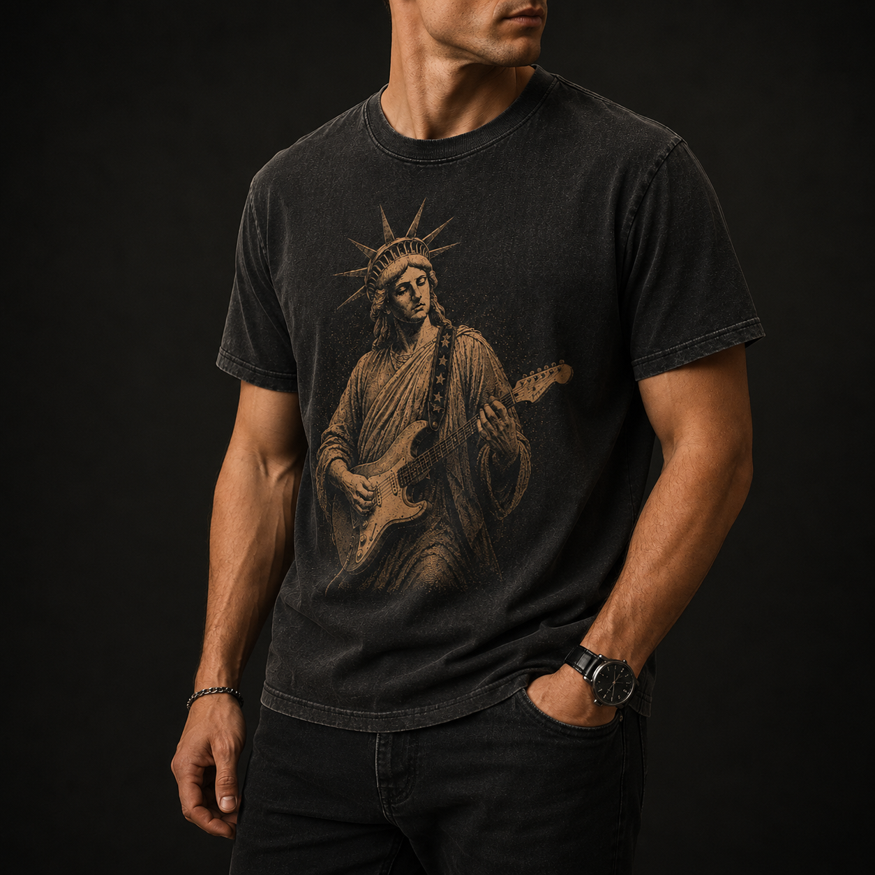 Lady Liberty Rocks Vintage Tee- 4th of July Inpired Tee