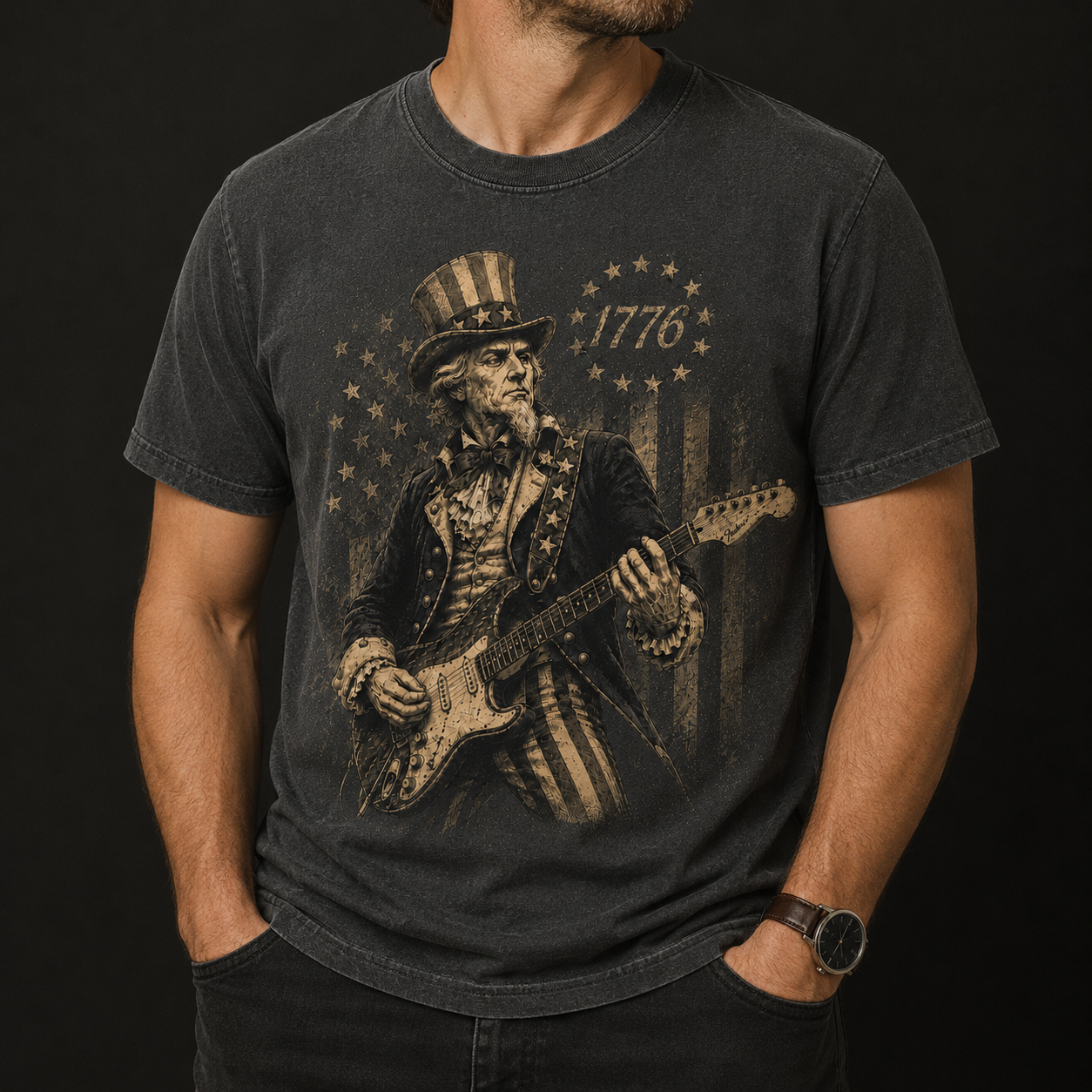 Uncle Sam Rocks 1776 Vintage Tee - 4th of July Inpired Tee