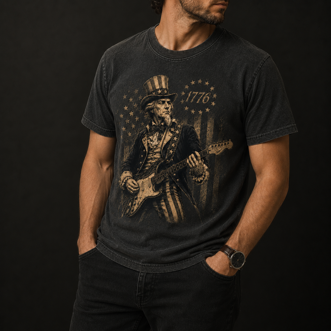 Uncle Sam Rocks 1776 Vintage Tee - 4th of July Inpired Tee