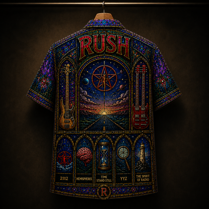 RUSH Stainded Glass Hawaiian Shirt - Unisex Cathedral Window