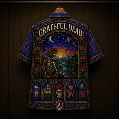 Grateful Dead Stainded Glass Hawaiian Shirt - Unisex Cathedral Window