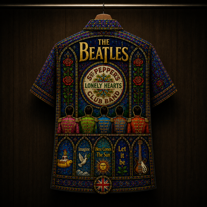 The Beatles Stainded Glass Hawaiian Shirt - Unisex Cathedral Window