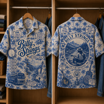 Billy Strings Tropical Blue Hawaiian Shirt - Unisex Music Collage Button Up