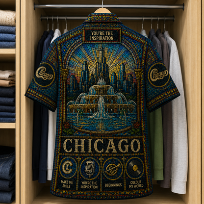 Chicago Stained Glass Hawaiian Shirt - Unisex  Button Up