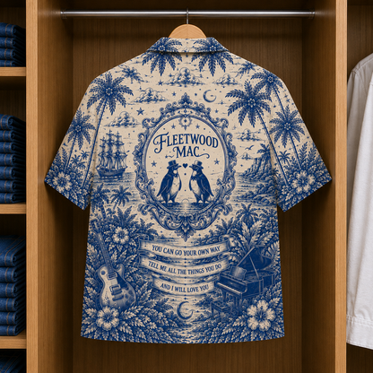 FleetWood Mac Special Edition Tropical Blue Hawaiian Shirt - Unisex Music Collage Button Up