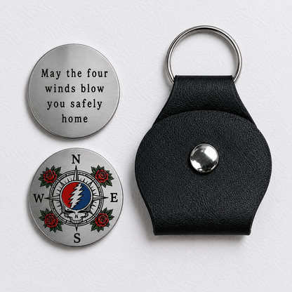 May The Four Winds Blow You Safely Home Coin Key Chain - Grateful Dead Franklin's Tower Inspired