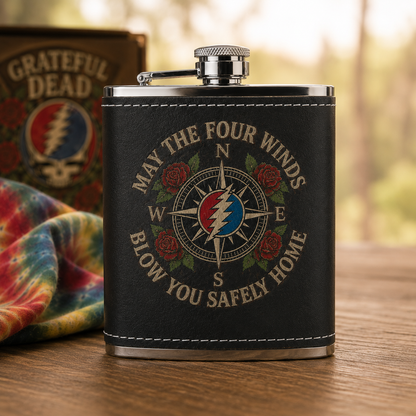 May The Four Winds Blow You Safely Home Hip Flask - 60Z Flask Grateful Dead Inpired (Copy)