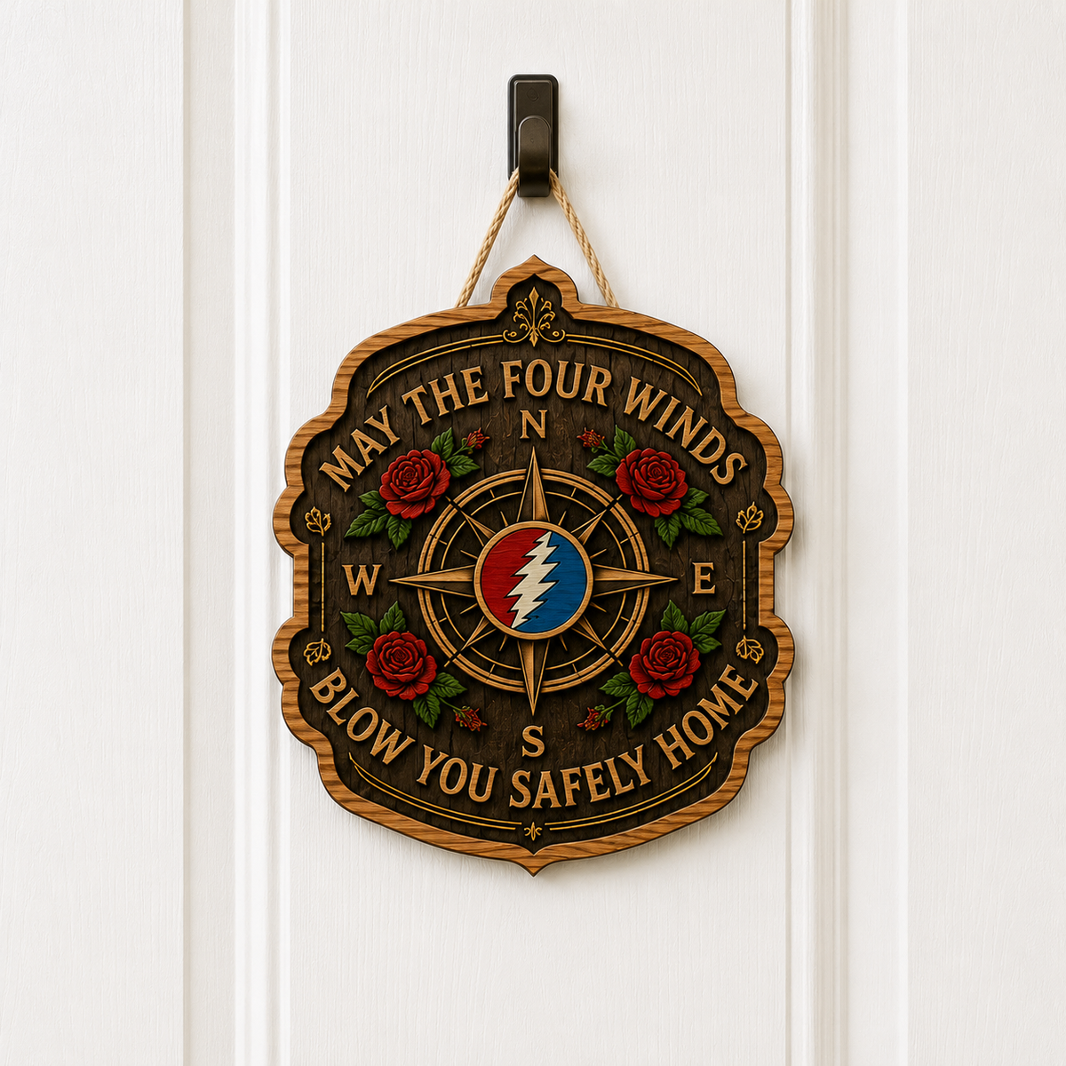 May The Four Winds Blow You Safely Home Wood Sign - Grateful Dead Inspired Design