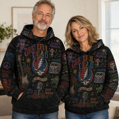 Grateful Dead Hoodie, Vintage Grateful Dead Pullover Hoodie, Chalk Art Classic Rock Sweatshirt, Steal Your Face Hoodie, Deadhead Fan Gift