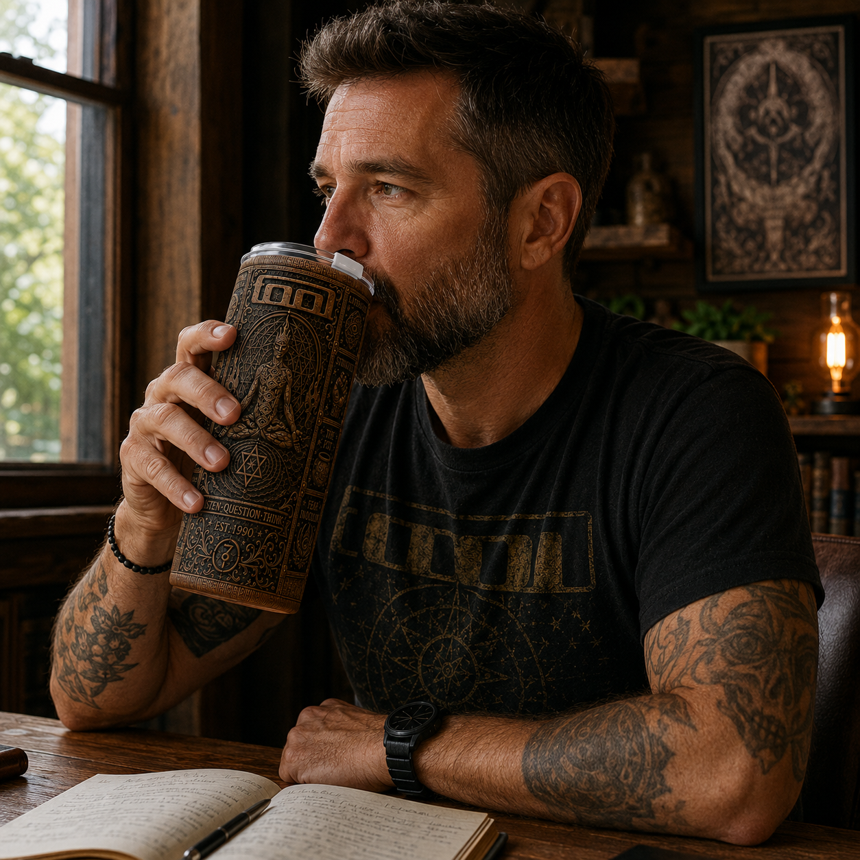 Tool Band Tumbler, 20oz Stainless Steel Travel Mug, Progressive Metal Coffee Tumbler, Double Wall Insulated Cup, Tool Fan Gift