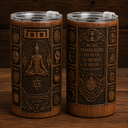 Tool Band Tumbler, 20oz Stainless Steel Travel Mug, Progressive Metal Coffee Tumbler, Double Wall Insulated Cup, Tool Fan Gift