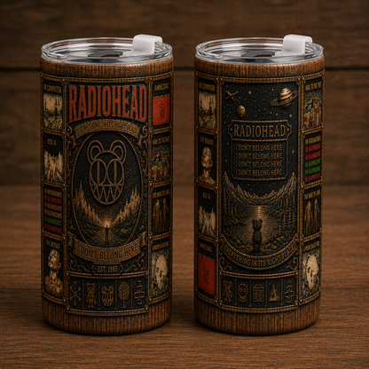 Radiohead 20oz Stainless Steel Tumbler, Radiohead Travel Mug, OK Computer Coffee Tumbler, Double Wall Insulated Cup, Gift for Radiohead Fans