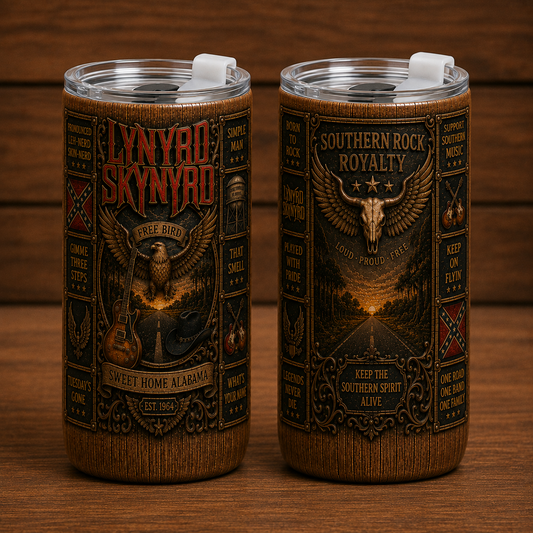 Lynyrd Skynyrd 20oz Stainless Steel Tumbler, Southern Rock Travel Mug, Sweet Home Alabama Coffee Tumbler, Double Wall Insulated Cup, Gift for Lynyrd Skynyrd Fans