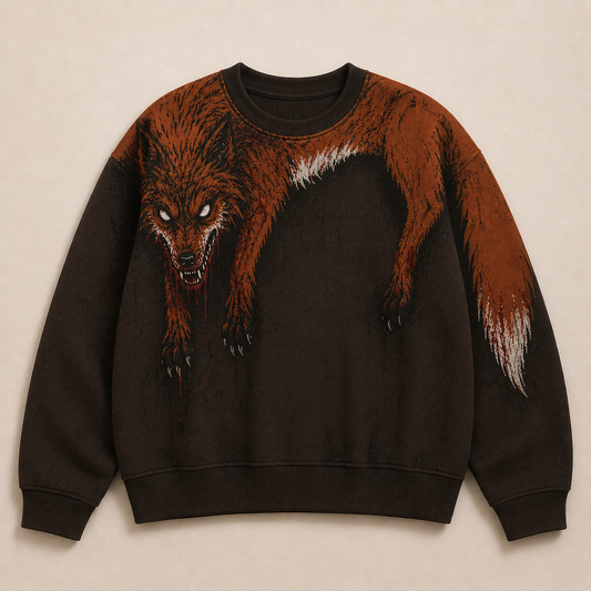 Creepy Werewolf Sweatshirt – Bloody Wolf Gothic Halloween Sweater