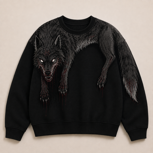 Black Werewolf Sweatshirt – Bloody Wolf Gothic Horror Halloween Sweater
