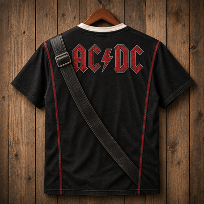 AC/DC Angus Young 3D All Over Print T-Shirt – Rock Guitar Costume Graphic Tee, Highway to Hell Inspired Band Shirt, Classic Rock Fan Gift