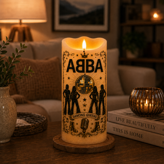 ABBA LED Flameless Candle – Dancing Queen Music Lover Decorative Candle with Warm Flickering Light