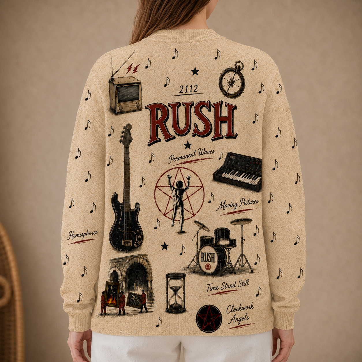 Rush Vintage Cardigan – Rush Music Inspired Button-Up Cardigan, Classic Progressive Rock Fan Gift